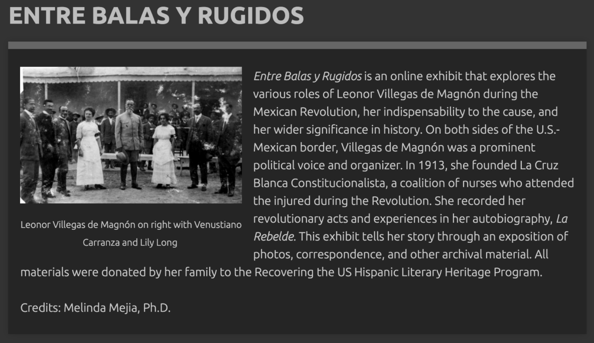 Screenshot with a historical photo of people standing outside